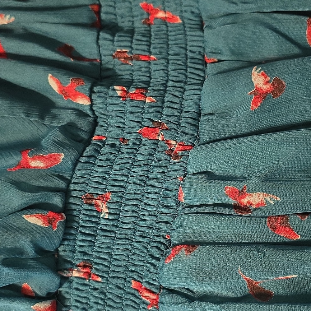 American Rag Blue/green Ruffled Tiered Mini Dress Wedding Guest - Picture 5 of 8